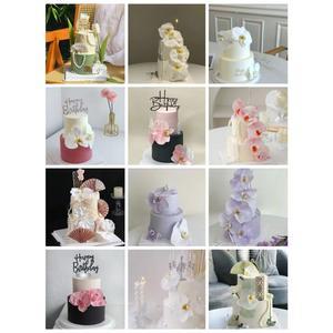 2024년 신상품 나비 난초 생일 웨딩 케이크 모델 플라스틱 꽃 장식 심플 디자인 홈 데코 인조 과일