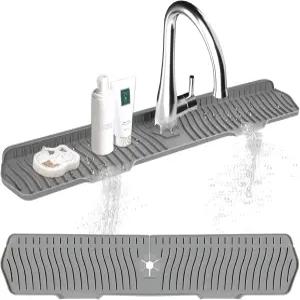 주방 싱크대 스플래시 가드 Gen2-30 x 6 실리콘 매트 가드는 조리대 욕실 농가 RV by EBIGIC (그레이)에