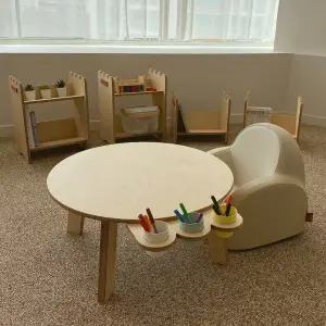 [펀펀키즈]유아 아기 원목 미술 책상 동그리 테이블 좌식