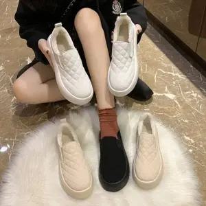 여성 836DJF33 가을 겨울 안감 털 퀼팅 슬립온 단화 스니커즈