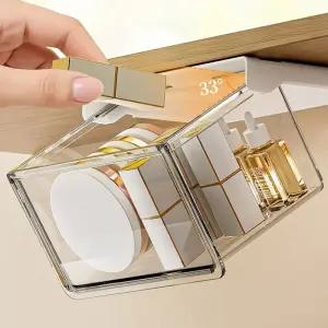 편한생활연구소 기울어지는 무타공 슬라이딩 선반 수납함 서랍장 주방 화장실 사무실 책상 소품 정리 부착