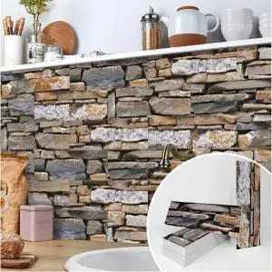 TUOKING 27개입 스톤 복합 재질 서브웨이 타일 주방/욕실용 PVC 자가 접착 무광 벽돌 질감 벽면 스티커