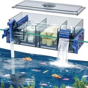 5-50갤런 어항 유연한 장착 먼지 및 물보라 에 적합한 폭포 산소 공급이 가능한 블루 다층 수족관 필터