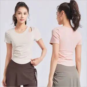 티셔츠 트레이닝복 필라테스복 요가복 4컬러 운동복 셔링 반팔 상의