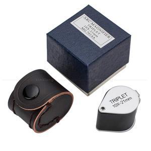 20pcs 프리미엄 접이식 광학 돋보기 골동품 보석 감사 미국 10x21mm 가죽 선물 상자