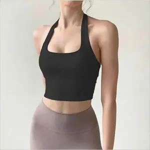 여자 스포츠 브라탑 백리스 요가 필라테스 민소매 오프숄더