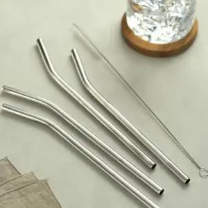 스텐 스트로우 휴대용 스테인레스 커브 빨대 세척솔 세트 스텐빨대 다회용빨대