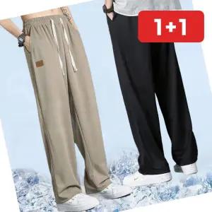 남자 여름 밴딩 아이스바지 세미 와이드팬츠 쿨바지 편한바지 (1+1)