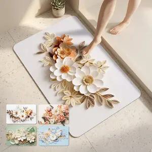 [할인바이할인][1+1] 로얄플라워 3D 규조토 발매트 간편세척 논슬립 매트