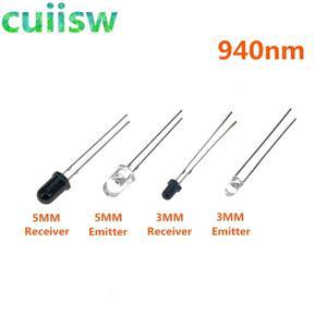 10Pcs 3mm 5mm IR LED 다이오드 송신기 수신기 940nm 적외선 포토 트랜지스터 이미 터 조명 전구 방출