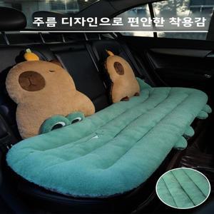 귀여운 카피바라 플러시 카시트 쿠션 따뜻한 등받이 일체형 패드 겨울용 범용 커버 두 좌석용