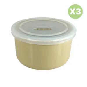 블루마마 도자기 휴대용 도시락 세트 400ml 베이지X3