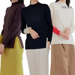 컬러 포인트 모크넥 니트 3종세트