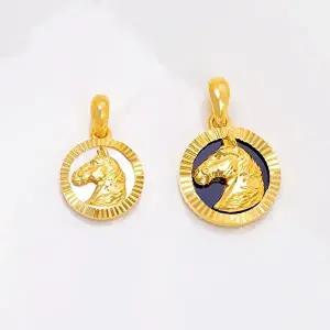 [골드모아]순금 펜던트 메달 7.5g [말 라운드] 오닉스 자개