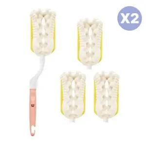 리에또 리필형 회전형 젖병솔 스펀지 세트 핑크 X2