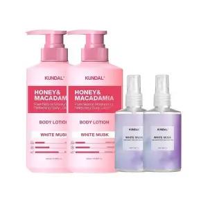 쿤달 퓨어 바디로션 화이트머스크 500ml x2개+바디미스트 화이트머스크 128ml x2개