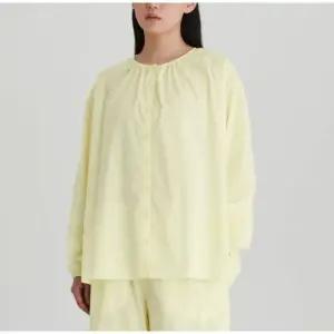 JAJU 자주 여성 파자마 셔츠 잠옷 상의 퓨어 코튼 긴팔