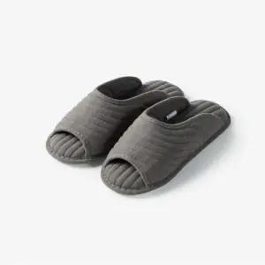 자주 거실화 퀼팅 워셔블 오픈토 실내화 가정 업소 M 차콜