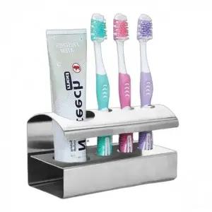 간편 접착식 무타공 스텐 칫솔 거치대 치약 홀더 1P 면도기 욕실 정리