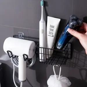 ( )무타공 간편설치 고데기 드라이기 거치대 홀더 블랙