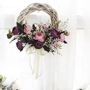 디자인 쉐비로즈 리스 장식 리스 로맨틱 홈데코 벽문걸이