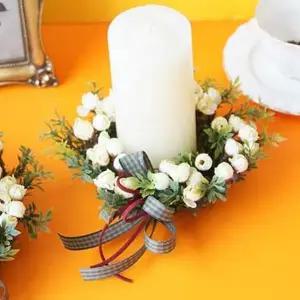 1P 리스 플라워장식 베이비로즈 크림아이보리 캔들링
