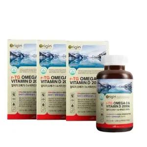 오리진 알티지 오메가3 앤 비타민D 2000IU 1208mgx100캡슐 2+1 총300캡슐 EPA DHA 혈액순 환 신진대사