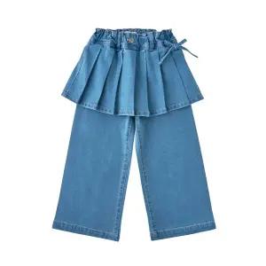 [리틀그라운드](강남점)테일스쿱 스커트레이어드데님팬츠 (76114-410-10)