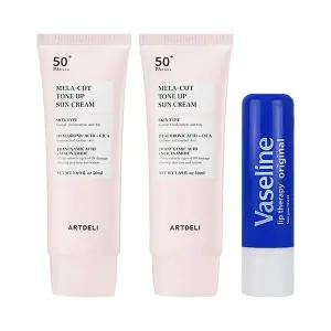 아트델리 멜라컷 톤업 선크림 50ml x2 + 바세린 립밤 오리지널 4.8g