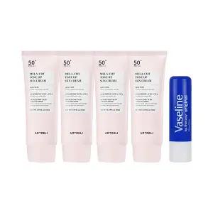 아트델리 멜라컷 톤업 선크림 50ml x4 + 바세린 립밤 오리지널 4.8g