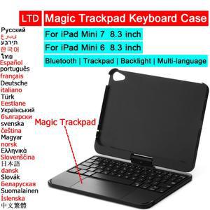 블루투스 매직 키보드 케이스 iPad 미니 6 7 8.3 인치 태블릿 360 회전 러시아어 아랍어 히브리어 스페인어