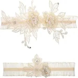 신부 레이스 플라워 가터 다리 세트 액세서리용 웨딩 2개