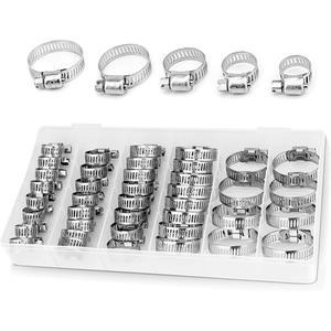40 PCS 호스 클램프 키트, 304 스테인레스 스틸 웜 파이프 조정 가능한 금속 밴드 자동차, 트럭 및 밴용 범