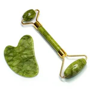 후아즘 옥미 천연옥 얼굴마사지기 페이스 제이드롤러 그린 (옥)-WF...