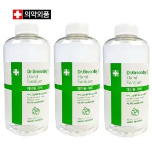 닥터그린 에탄올70% 손소독기 리필액 500ml 3개세트 손세정제 손청결제 휴대용손세정제 핸드워시