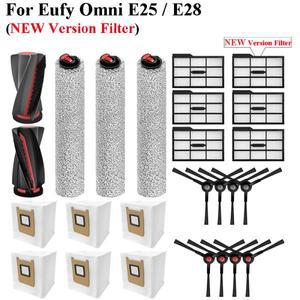 (EUfy Omni E25 / E28) 배큠 청소기 메인 롤러 사이드 브러시 천 먼지 봉투 신형 HEPA 필터 액세서리