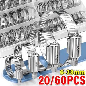 호스 클램프 세트 금속 스틸 링 조절식 웜 기어 스크류 밴드 (파이프 연료 튜브 수도꼭지 고정 장치 분류