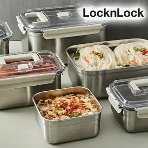 락앤락 숨쉬는 스텐 김치통 밀폐용기 핸들 손잡이 모듈러 스테커블 보관 소분 김장통 스테인리스 투명 뚜껑 대형