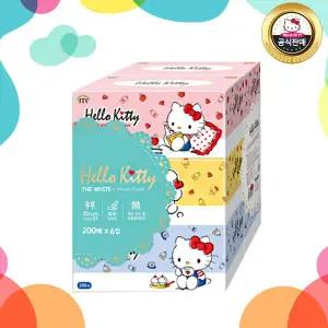 (무료배송) 헬로키티 THE WHITE 미용티슈(200매x6개) 1팩 총 6개