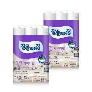 [미래생활] 잘풀리는집 키친타월 3겹 130매x12롤x2팩