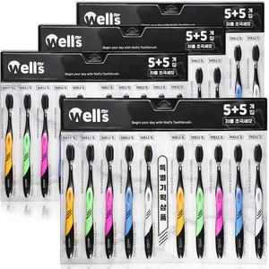 웰스 칫솔 차콜 초극세모10입x4개,구강청결,치아건강