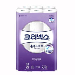 크리넥스 3겹 화장지 순수소프트 30m 30롤 x 1팩