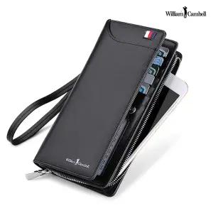 윌리엄캠벨 남성 소가죽 장지갑 핸드폰수납 지퍼지갑 카드지갑 B301
