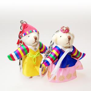 한복인형 열쇠고리 2p세트 한국 전통 공예품 곰인형 소품 외국 친구 학생 외국인 선물 인사동 관광 기념품