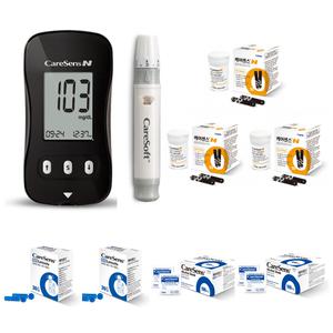 케어센스N 혈당측정기 풀세트 (기계+채혈기+혈당시험지160매+채혈침210개+알콜솜200매+파우치+수첩)