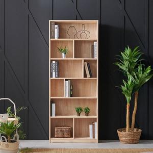 [가온퍼니처]루니 800 고무나무 원목 6단 오픈형 책장