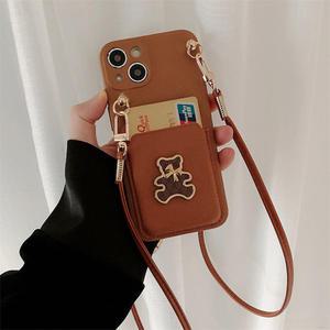 갤럭시 s24 s23 s22 s21 s20 노트 20 10 울트라 플러스 곰돌이 캐릭터 카드 슬롯 목걸이 줄 스트랩 케이스