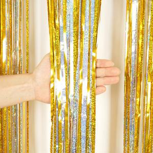 믹스 파티 커튼 (홀로그램 골드 실버) 파티 장식 포토존 배경