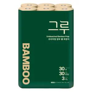 그루 프리미엄 밤부 롤 화장지 3겹 30m 30롤 1팩