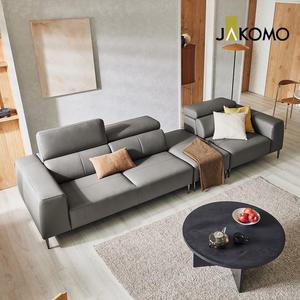 [자코모] 세인트 4인 기능성 천연면피 소가죽 소파(전면가죽적용)+올가죽스툴